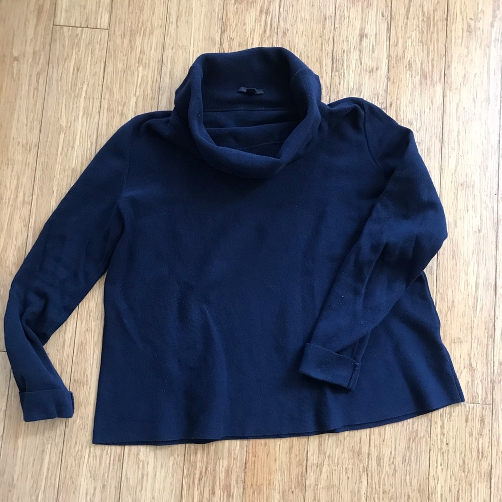 COS navy blue cotton turtleneck sweater XS